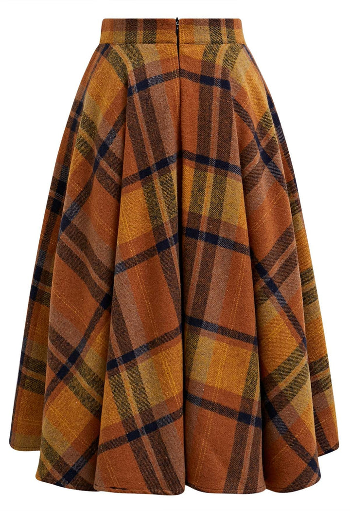 Maeve | Plaid A-Line Wool-Blend Midi Skirt