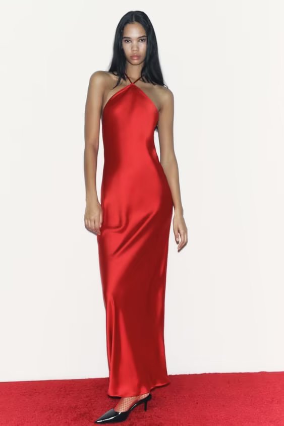 Tamara | Red Halter Neck Maxi Dress