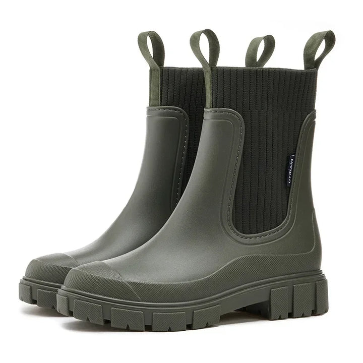 Women's Solid Colour Waterproof Rain Boots