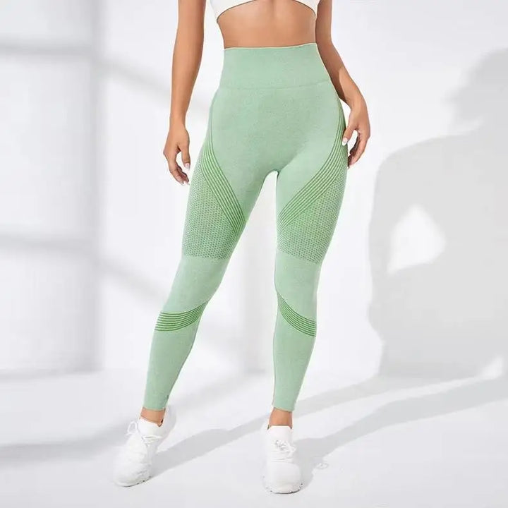 High Waist Striped Mesh Fitness Leggings