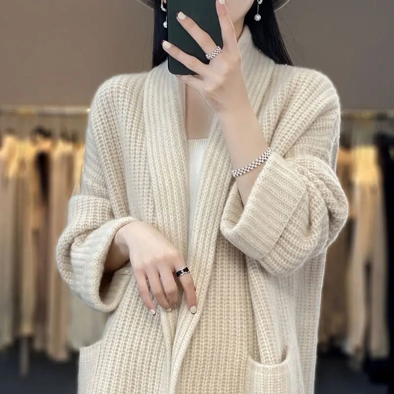 Women's Pocket Design Knitted Cardigan