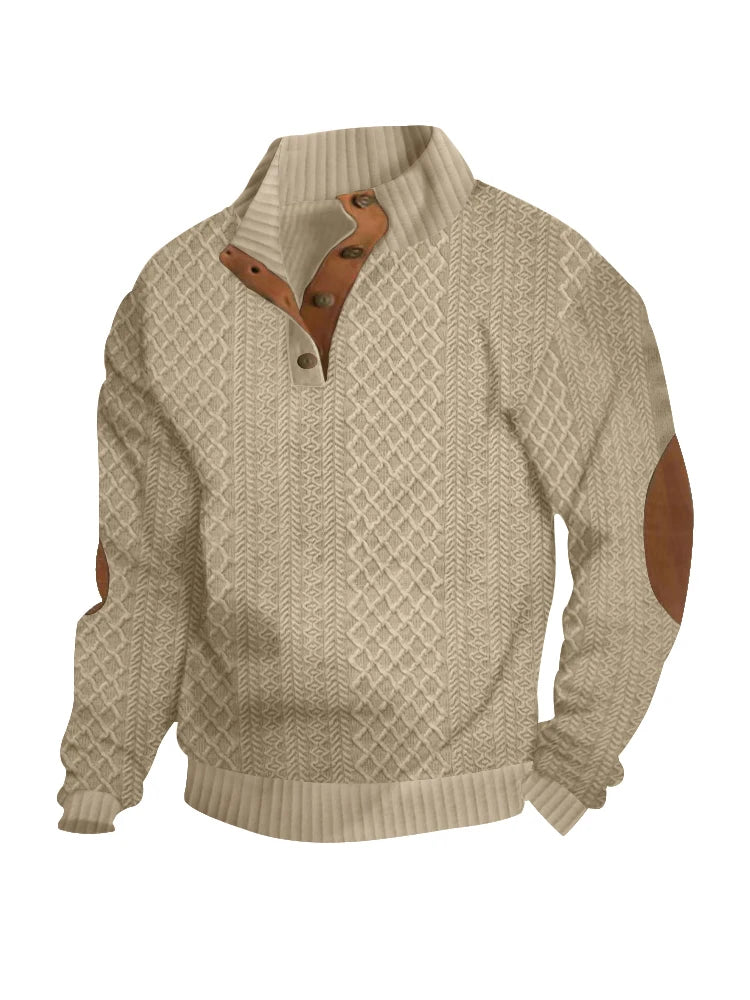 Jacquard knitted button-down sweater