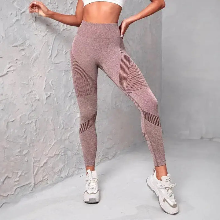 High Waist Striped Mesh Fitness Leggings