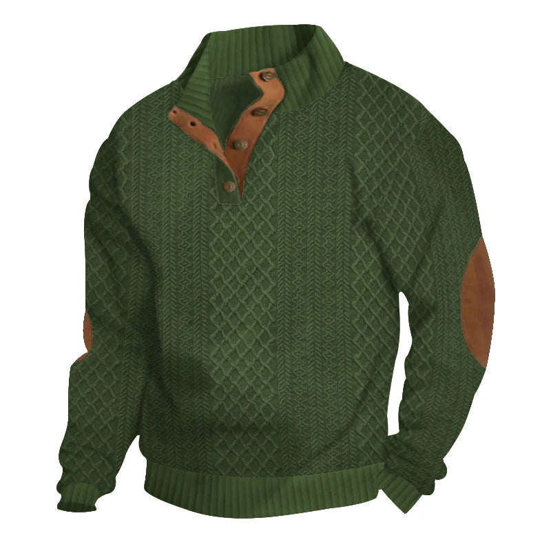 Jacquard knitted button-down sweater