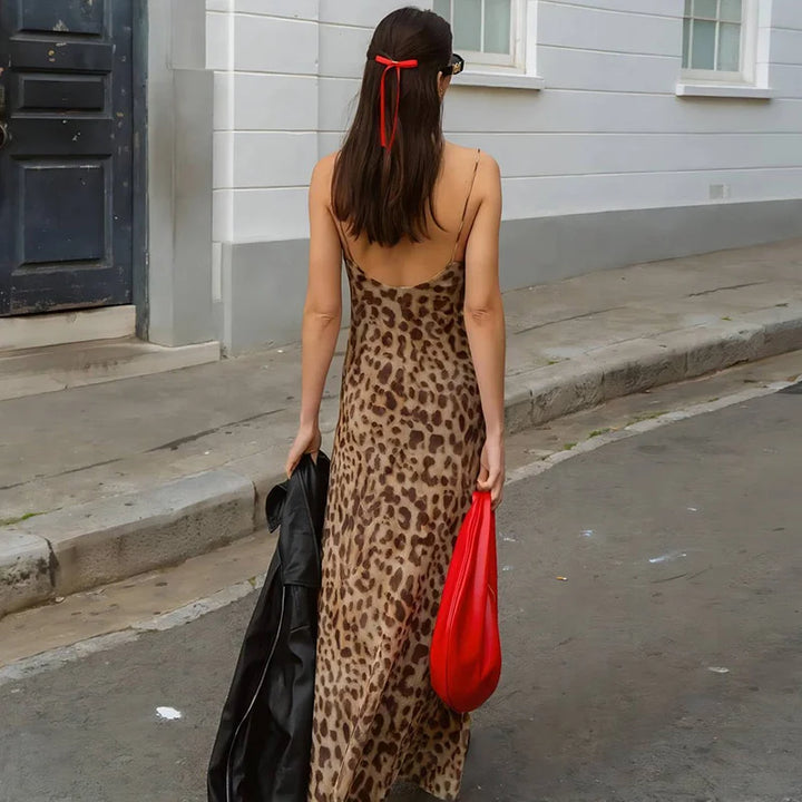 Tara | Vintage Leopard Print Spaghetti Strap Dress