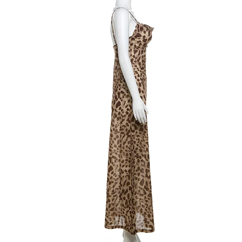 Tara | Vintage Leopard Print Spaghetti Strap Dress