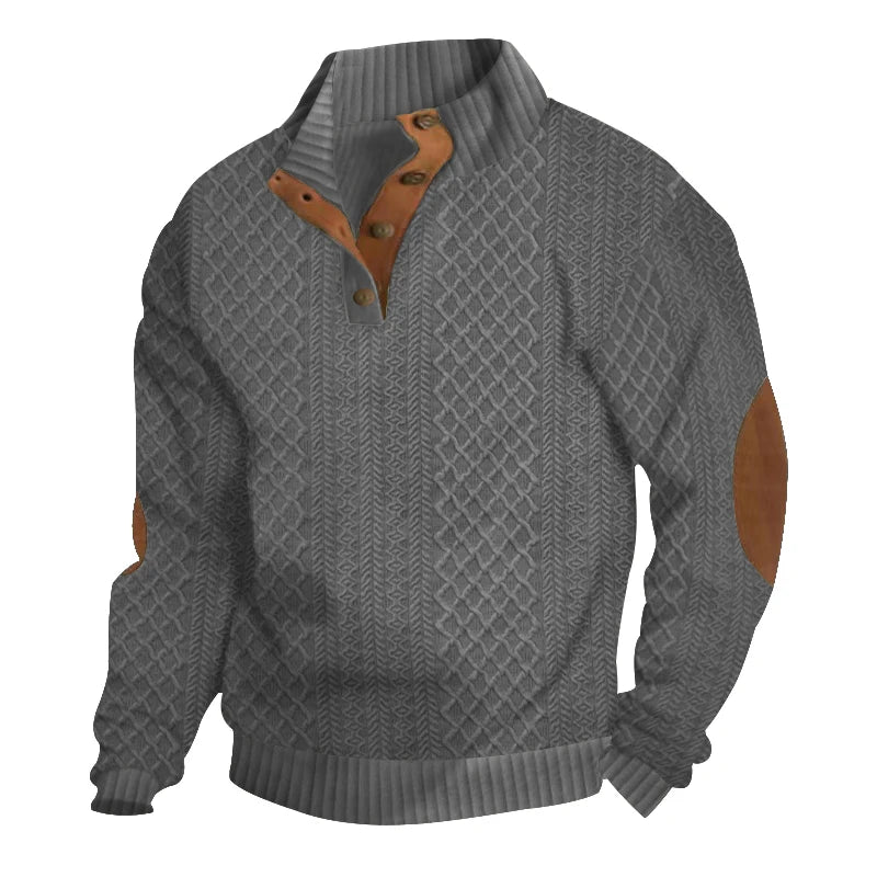 Jacquard knitted button-down sweater