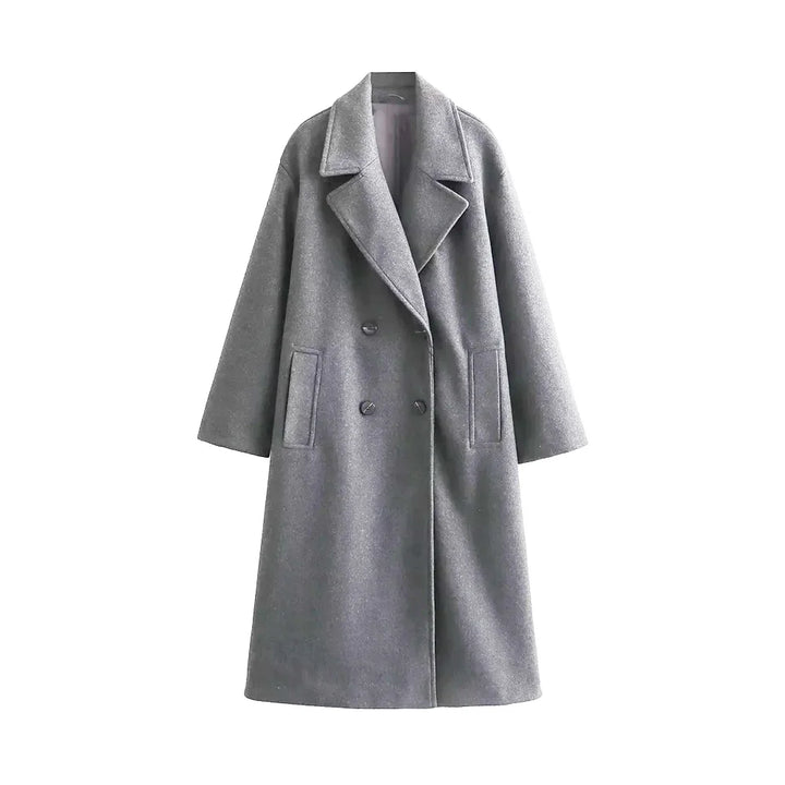 Revere collar chic oversized coat