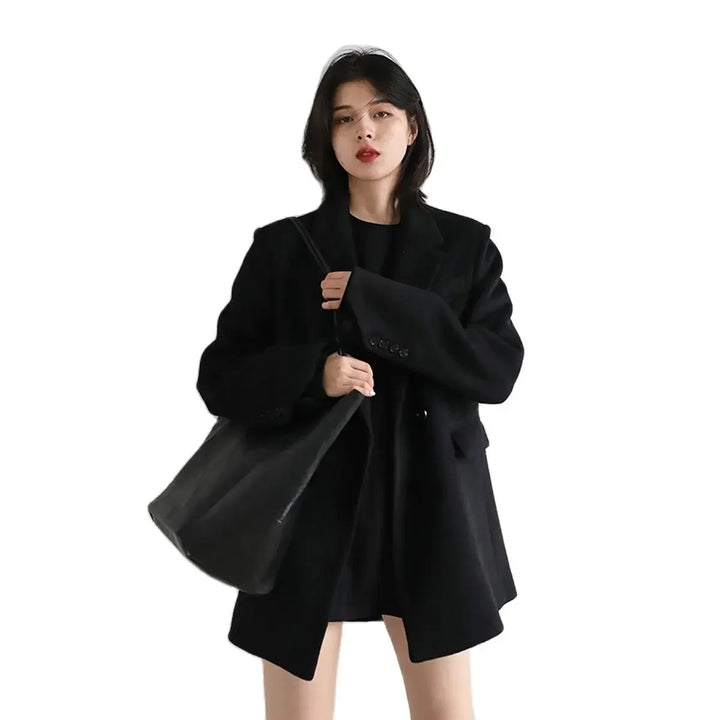 Wool Blend Blazer Style Coat