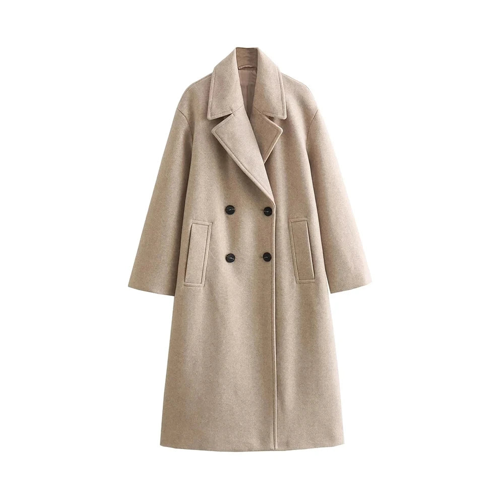 Revere collar chic oversized coat