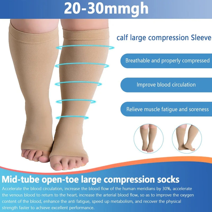 Wide-Fit Toeless Compression Socks | Unisex | 1 x Pair