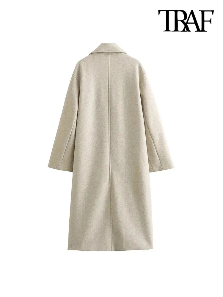 Revere collar chic oversized coat