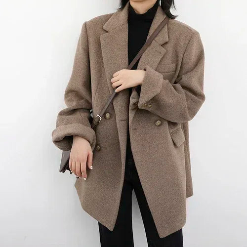 Wool Blend Blazer Style Coat