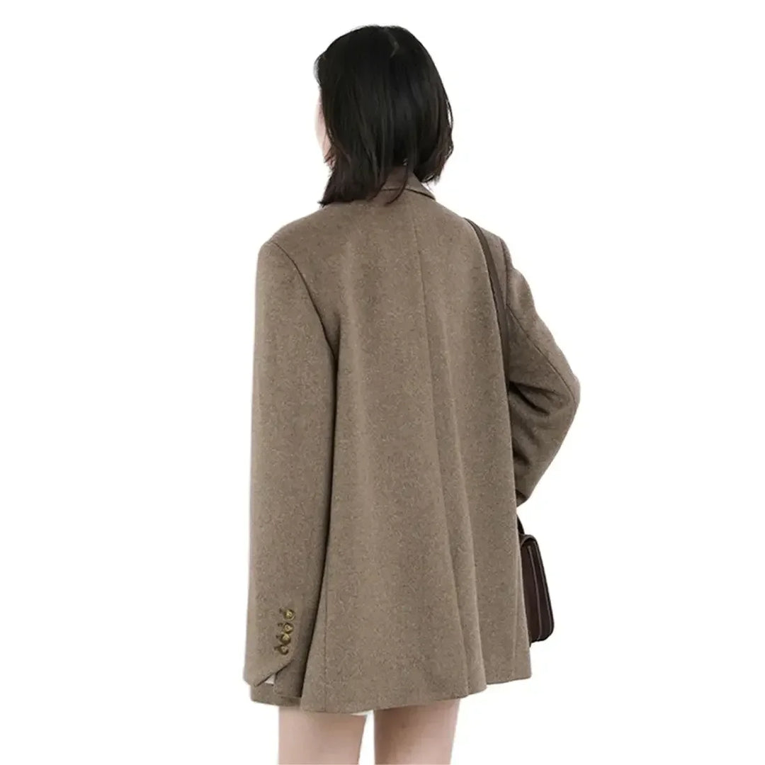 Wool Blend Blazer Style Coat