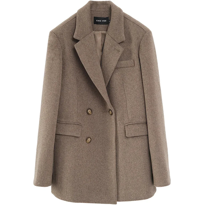 Wool Blend Blazer Style Coat