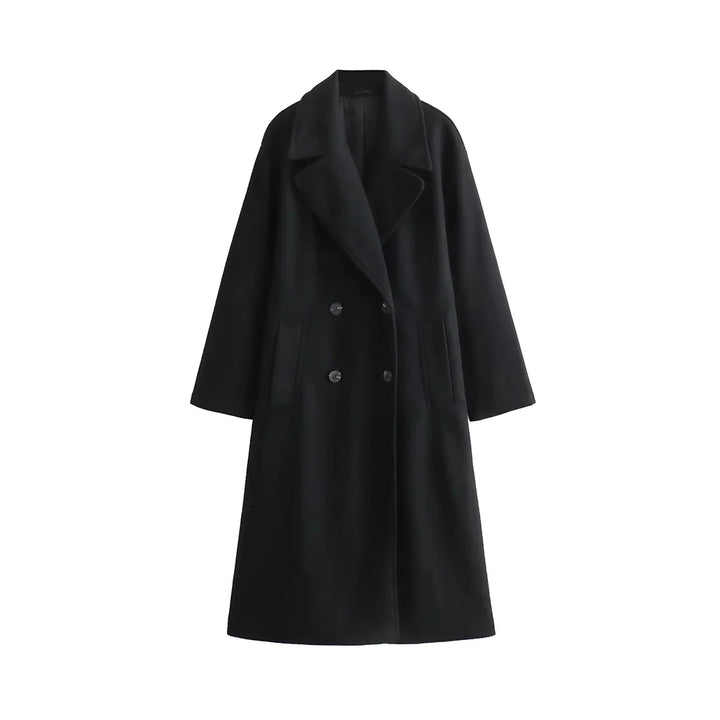 Revere collar chic oversized coat