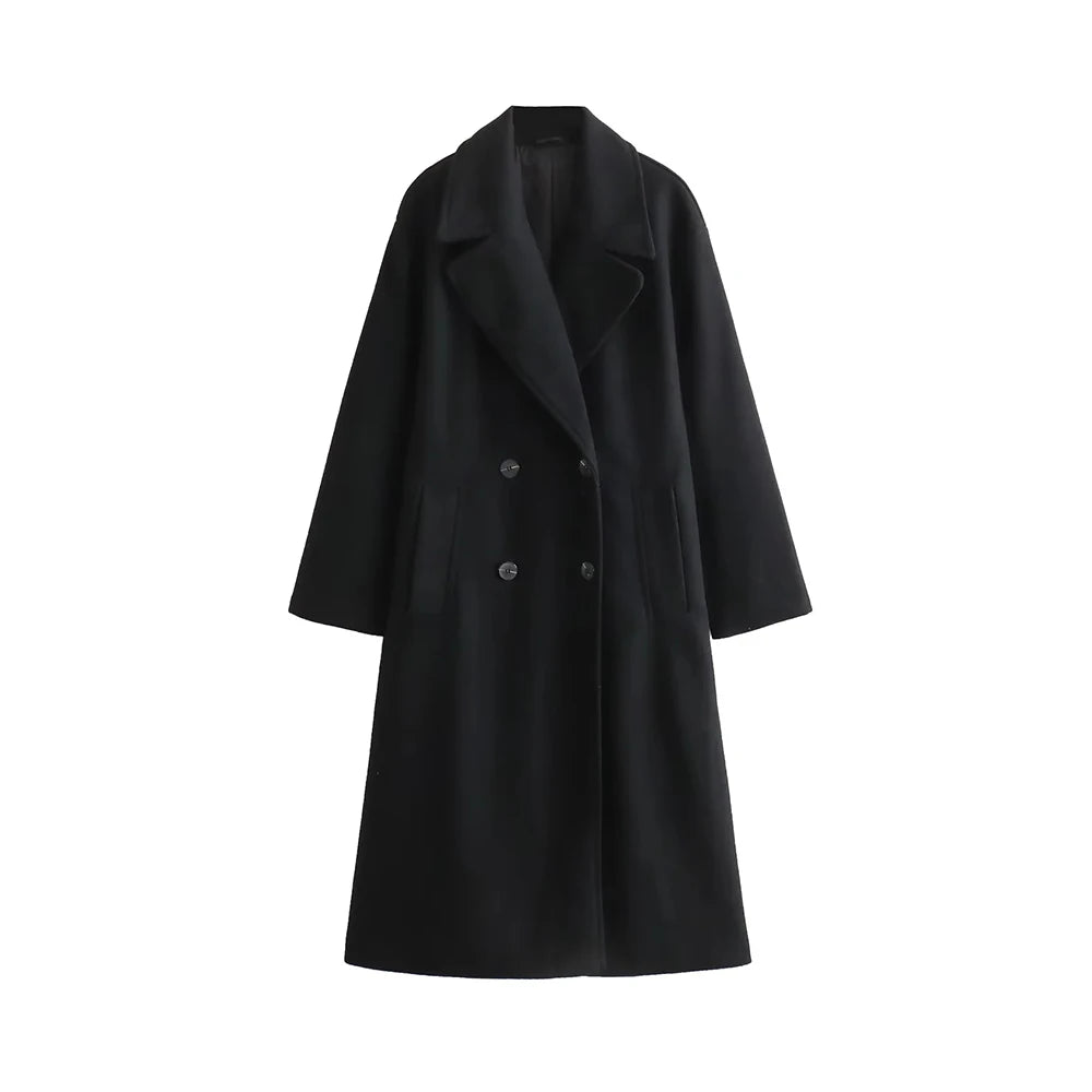 Revere collar chic oversized coat