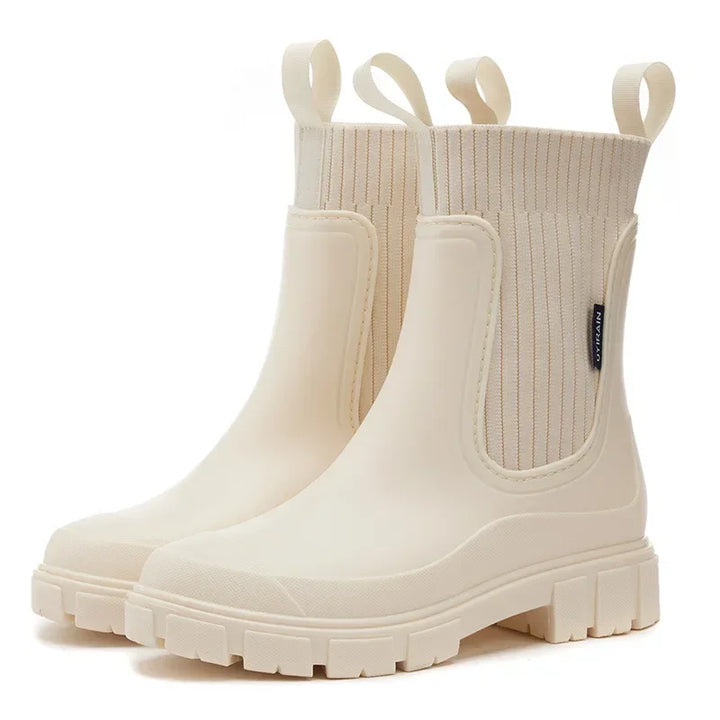 Women's Solid Colour Waterproof Rain Boots