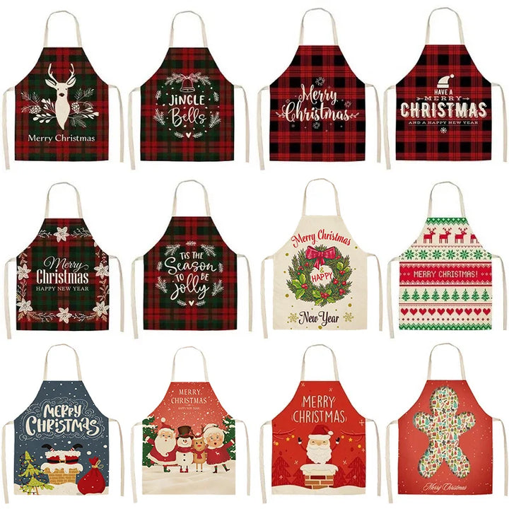 Linen Merry Christmas Apron