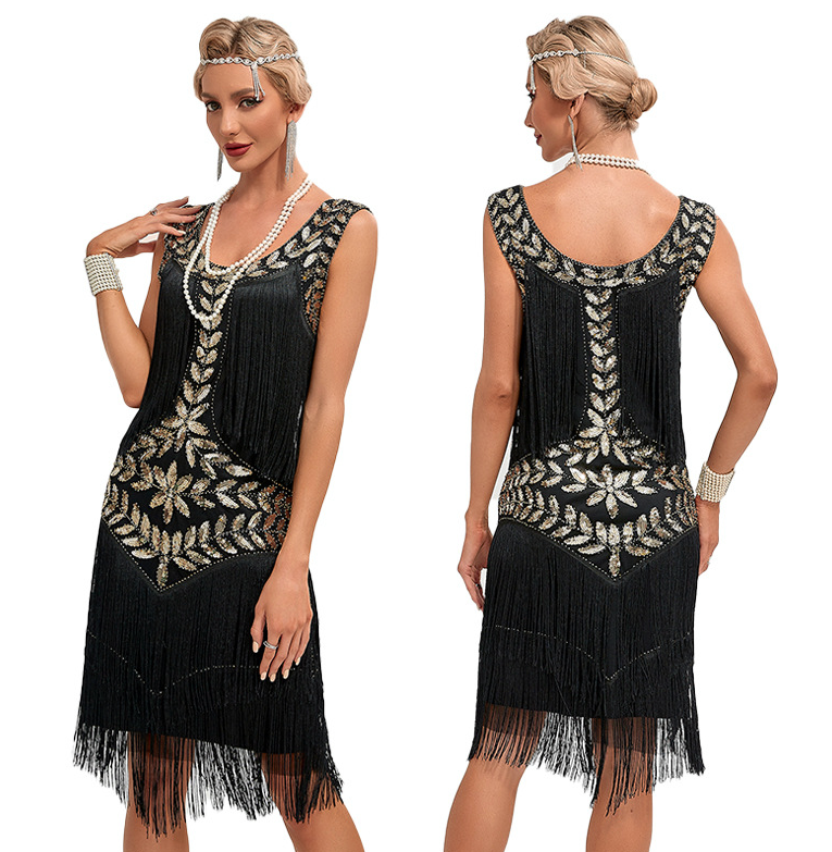 The Ella |1920 style Charleston dress with sequins and fringe