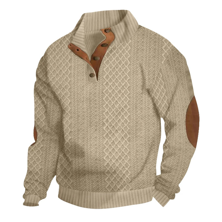 Jacquard knitted button-down sweater