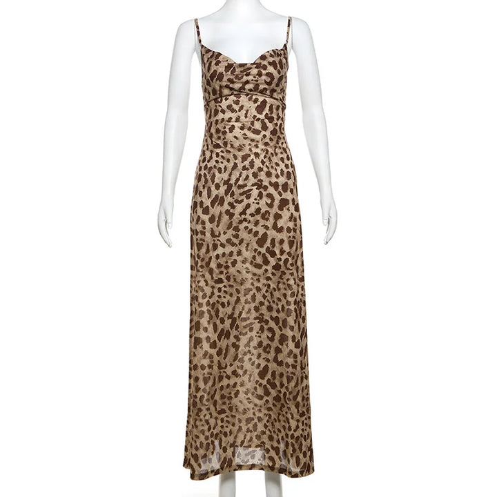 Tara | Vintage Leopard Print Spaghetti Strap Dress