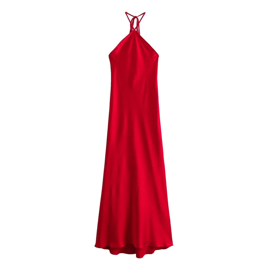 Tamara | Red Halter Neck Maxi Dress