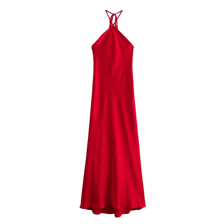 Tamara | Red Halter Neck Maxi Dress