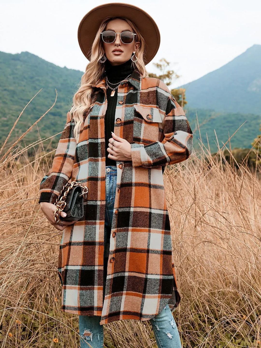 Plaid Trench Coat