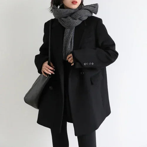 Wool Blend Blazer Style Coat