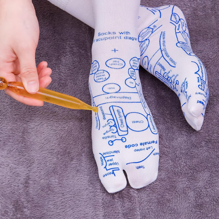 Reflexology Chart Socks with Trigger Point Massage Tool