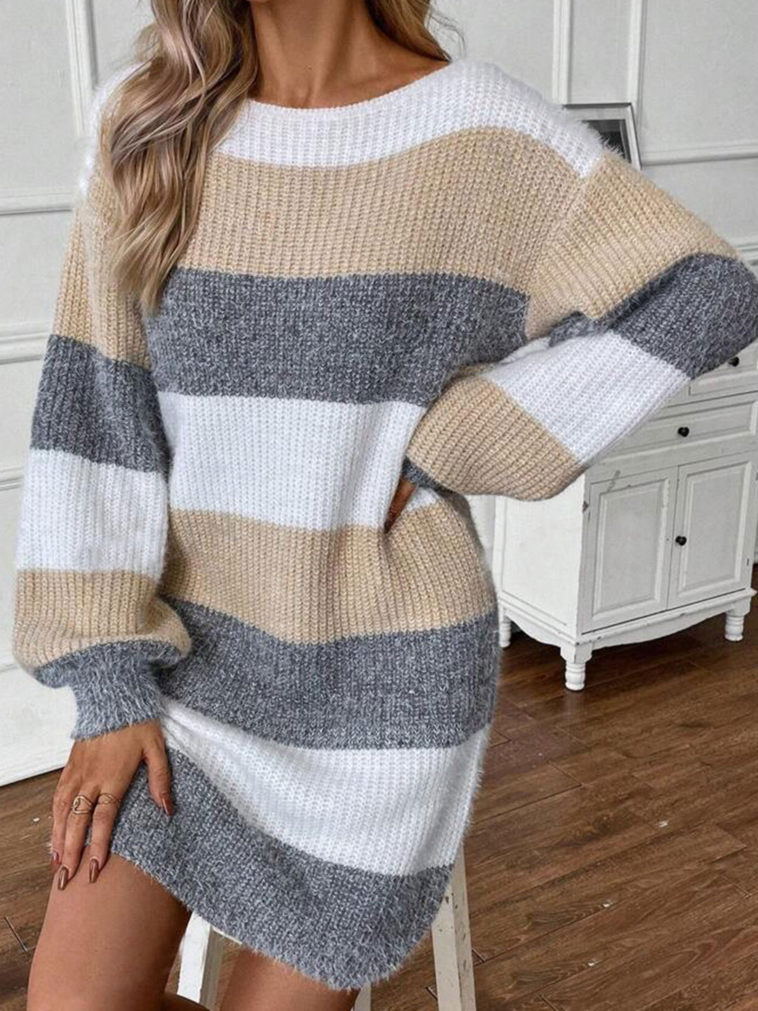 Striped Colour-Block Jumper Dress